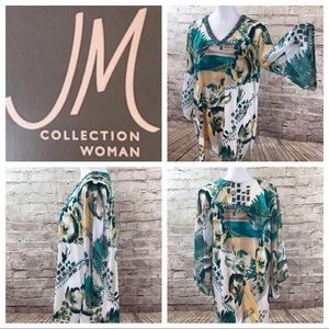 Embellished Angel Sleeve Safari Bloom Top - NWT